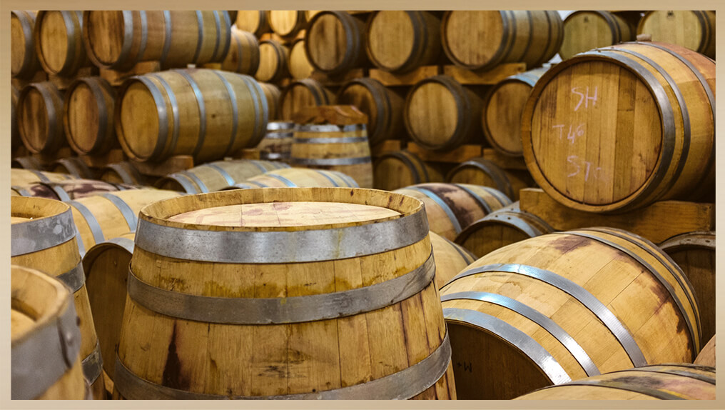 Oak barrels for aging wine